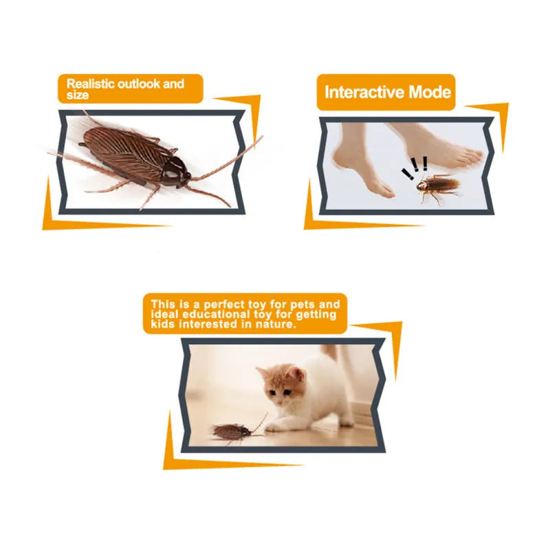 Electric vibrating walking insect simulation toy for cats and dogs in plastic cockroach, dragonfly, tarantula, or mouse styles.