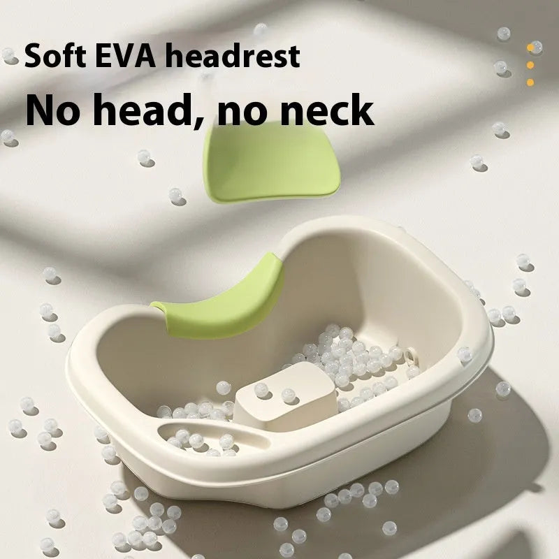 Portable plastic shampoo basin for lying-down hair washing with head pad and water pump