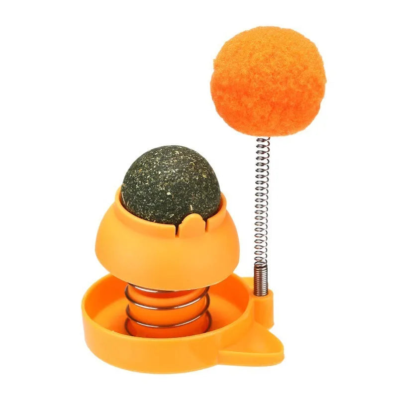 55mm mint-scented cat toy ball with self-moving mechanism in blue, orange and pink colour options