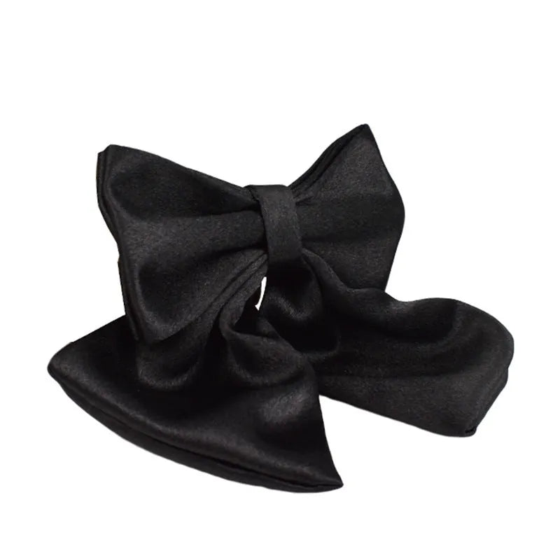 Dog wearing cloth chest strap harness with matching collar, leash, and decorative bow tie