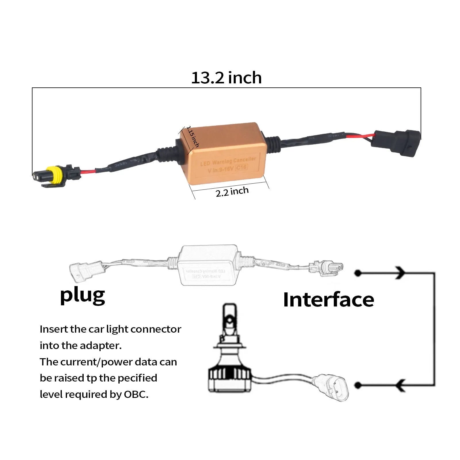 Black alloy LED car headlight Canbus decoder adapter for H4 H7 H11 models