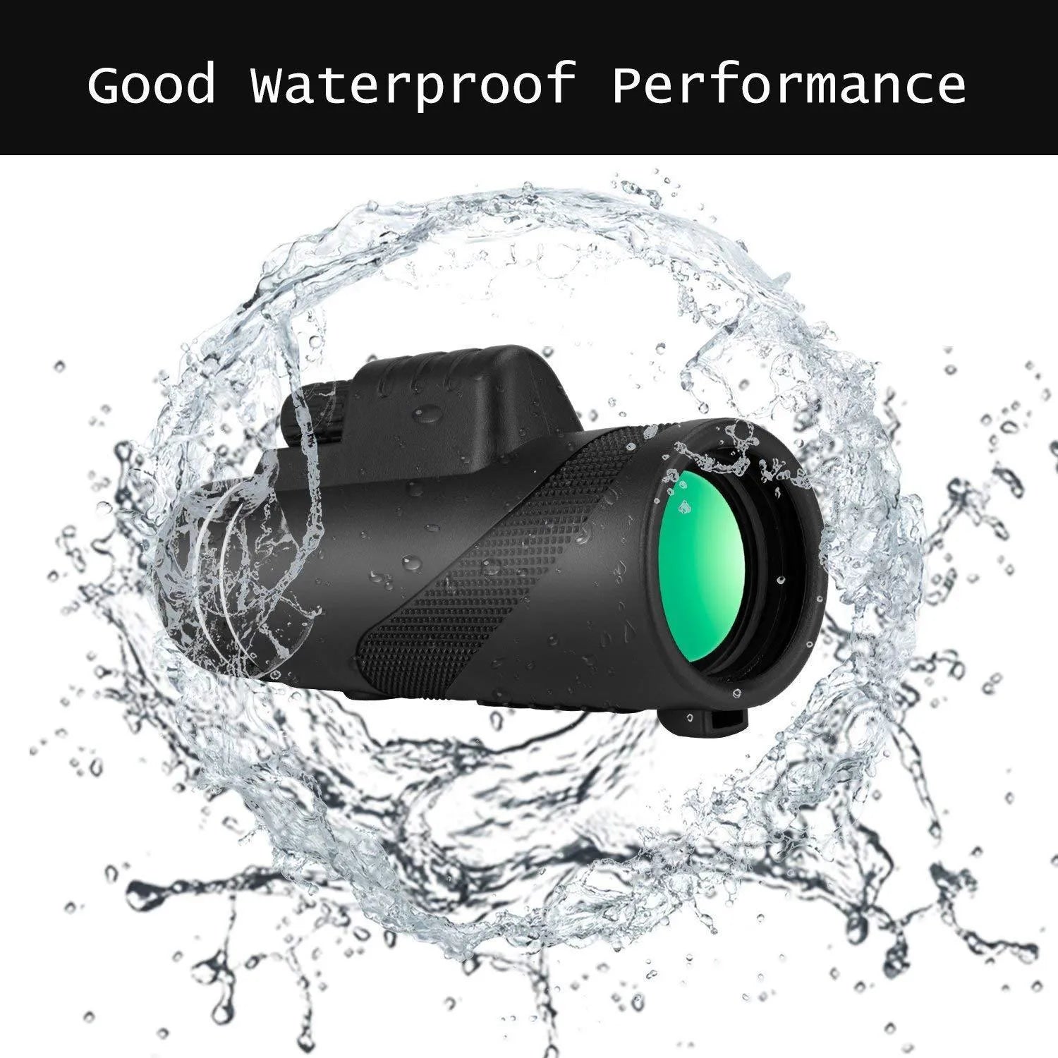 Black monocular telescope with 40x magnification and 60mm objective lens for outdoor observation