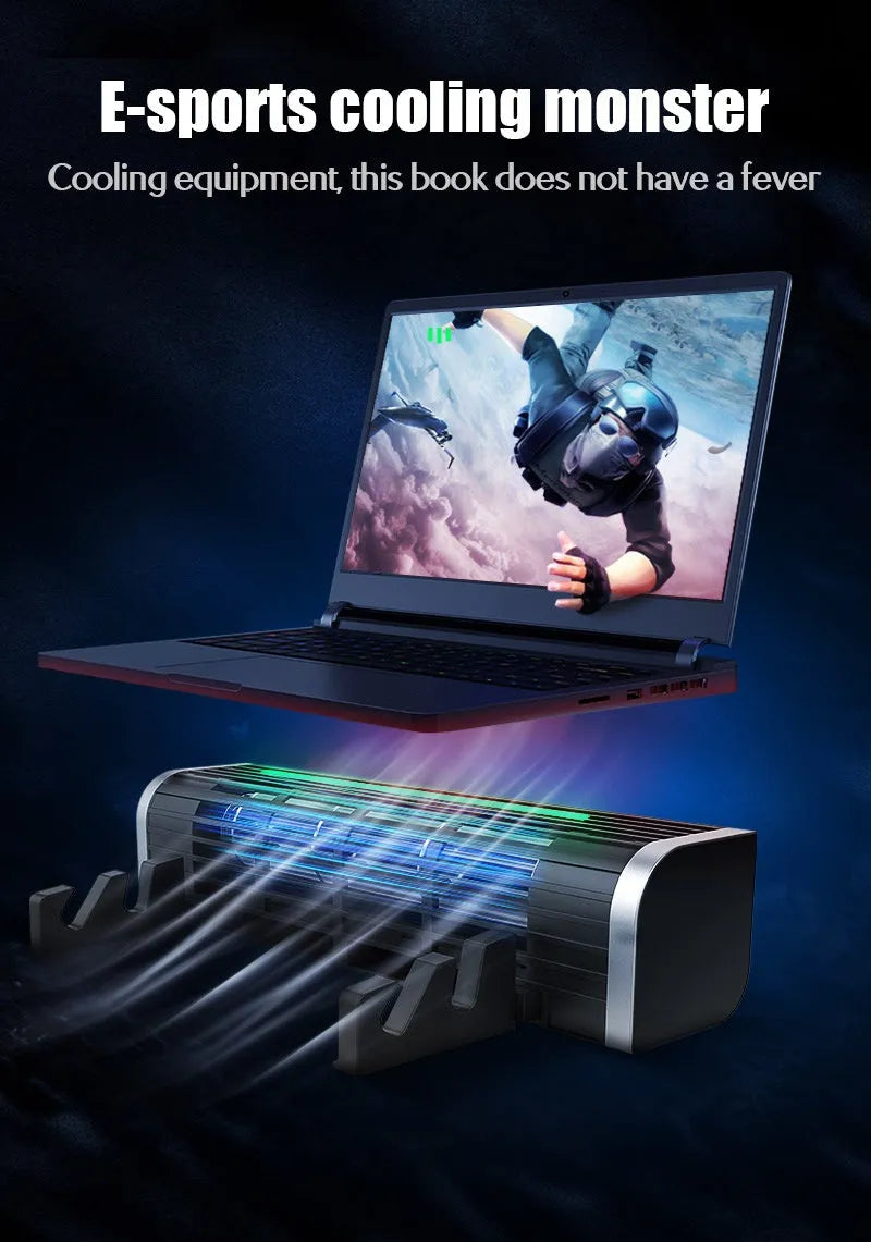 Black aluminium notebook cooling pad with dual fans, shown at 294mm width.