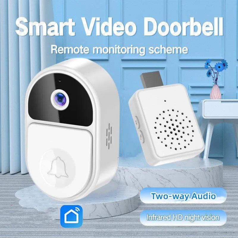 Doodle Smart Visual Doorbell V8 unit in black or white, showing front button and camera.