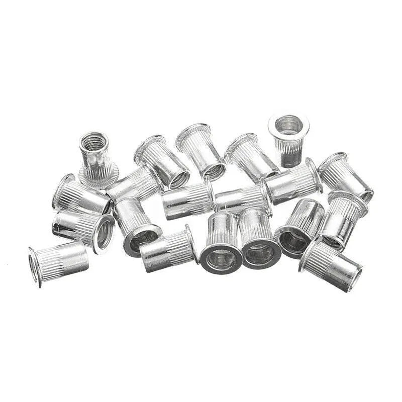 Alloy steel manual riveter nut set shown with replacement mandrels and nosepieces.