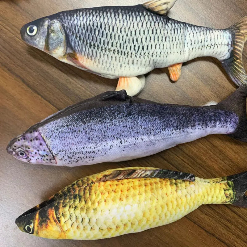 30cm electronic jumping fish cat toy with USB cable in multicolour fish designs