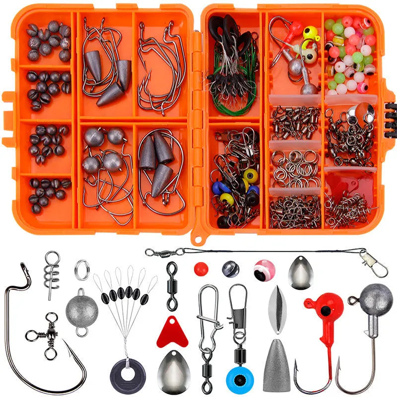 Weihe 257-piece fishing lure hook accessories set in ABS plastic box for Texas sea rock fishing