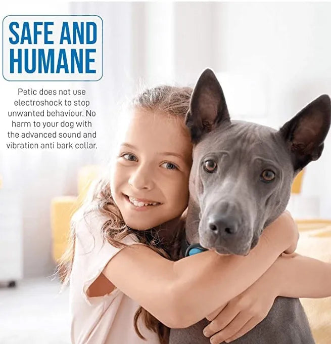 Anti-barking dog collar with sound and vibration, adjustable 17-55 cm, ABS plastic, Blue or Red