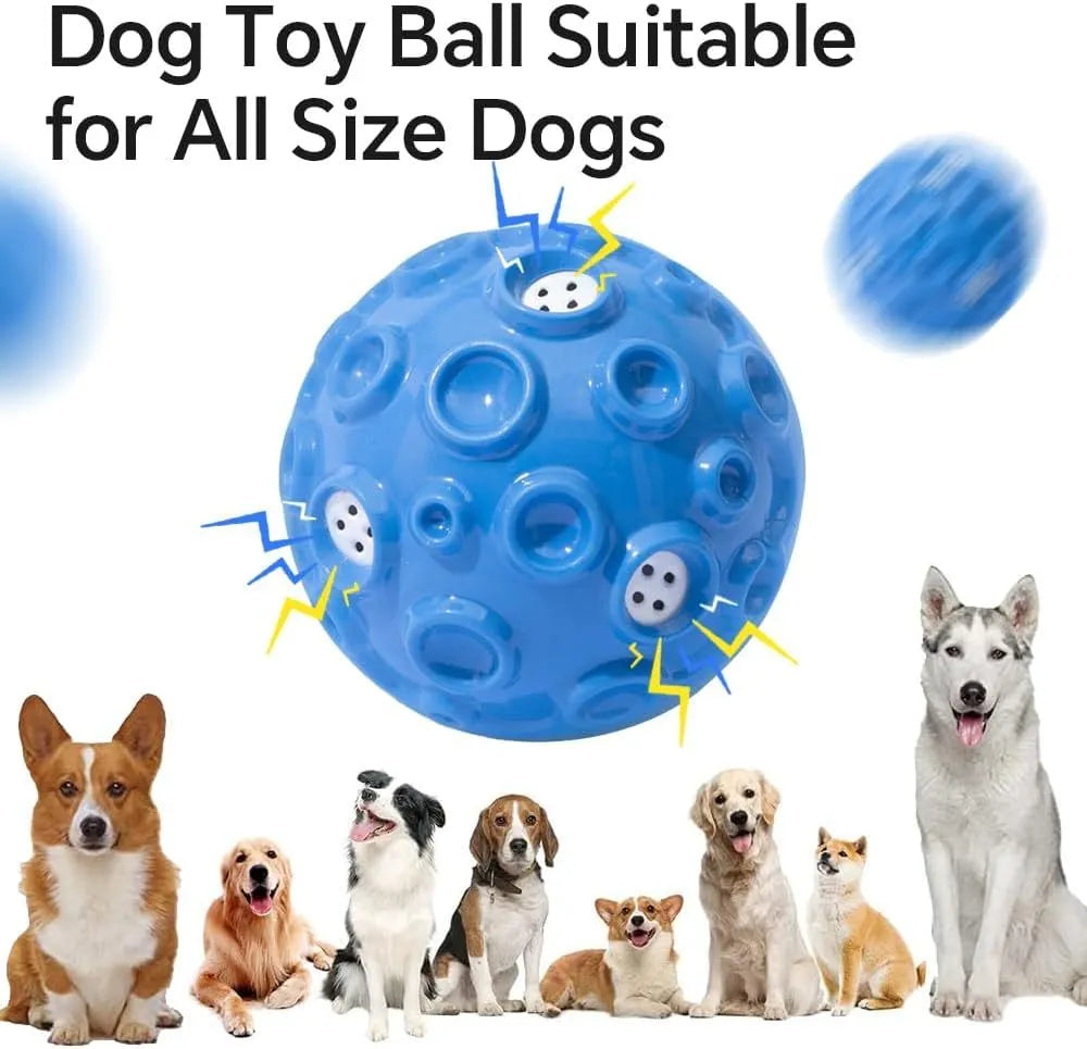 Durable rubber dog ball toy with meteorite-shaped bumps in assorted colours for aggressive chewers