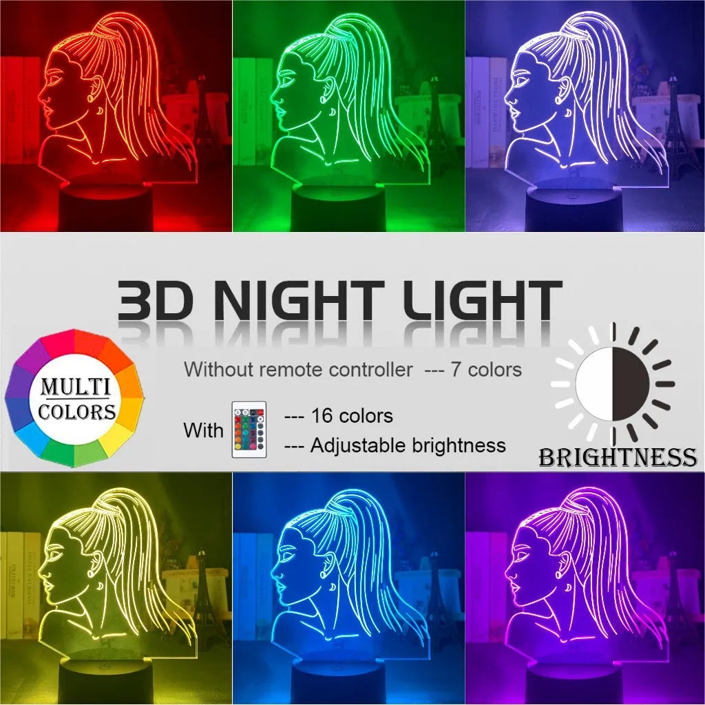 Acrylic 3D night light with European design showing dimensional lighting effects and colourful black base