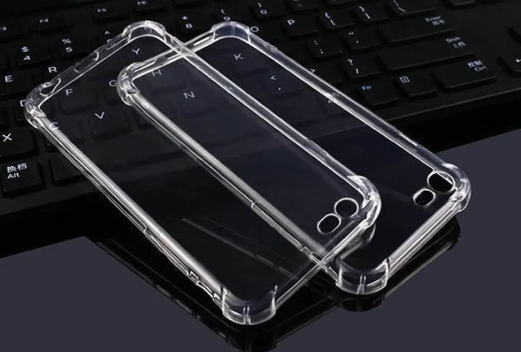 Transparent clear TPU shockproof case for iPhone on a table