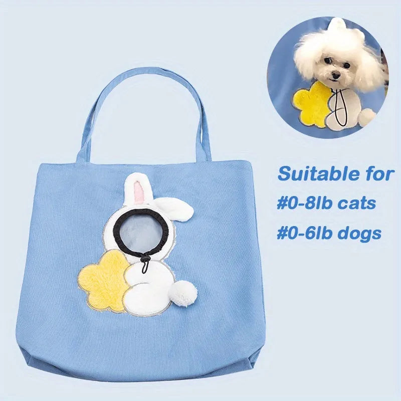 Little Bee Design canvas pet carrier bag with safety zippers and adjustable side opening for dogs and cats