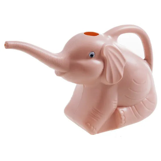 Elephant-shaped pink children's watering can with long nozzle and baby bottle handle