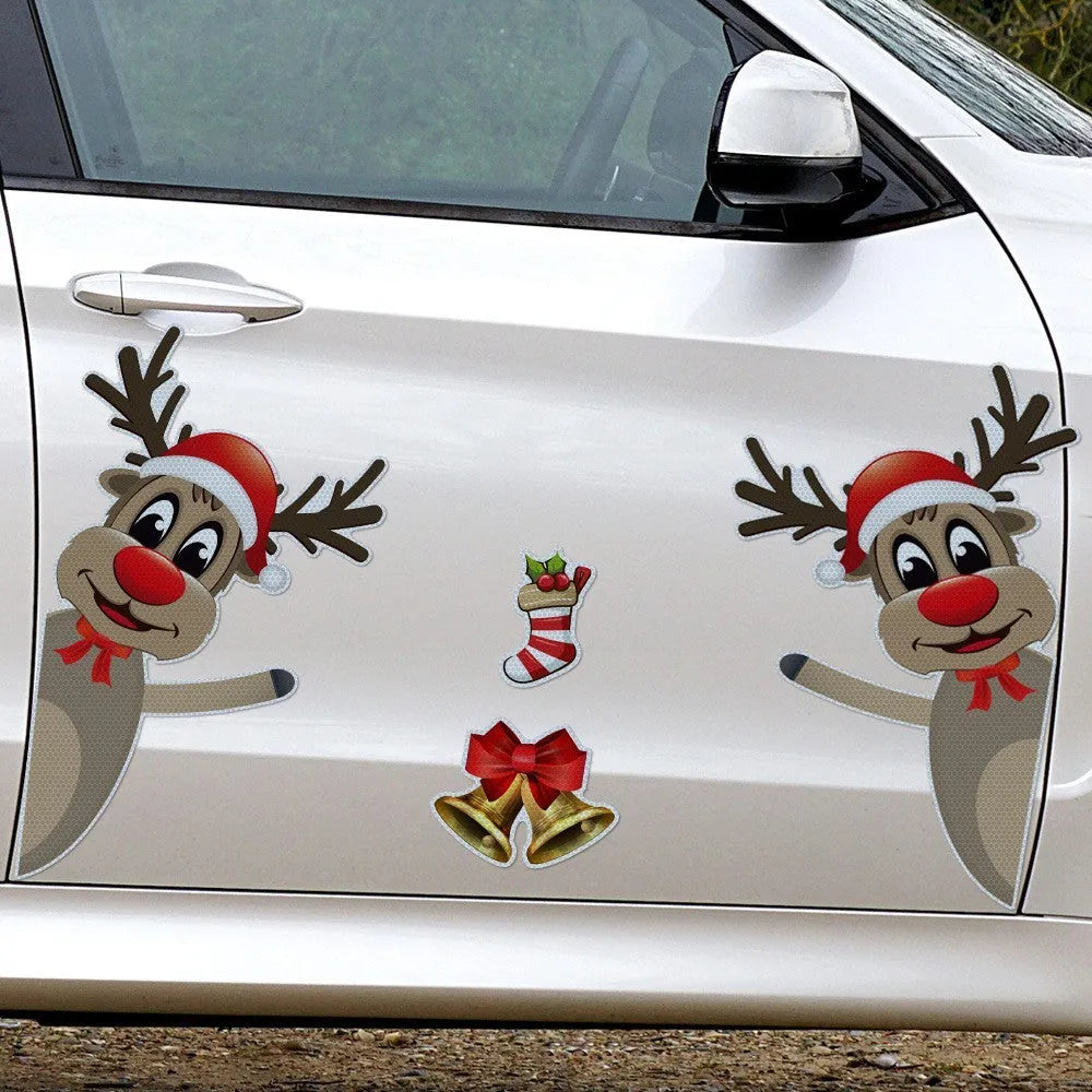 Christmas elk bell magnetic luminous reflective bumper stickers for vehicle decoration
