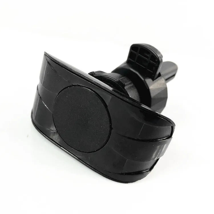 Matte black car phone holder clipped to air vent with adjustable side arms for smartphones