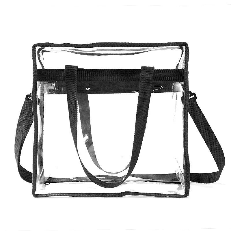 Transparent PVC women's messenger bag with three-dimensional pocket and double connector shoulder straps