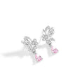 Butterfly crystal stud earrings in silver with decorative design