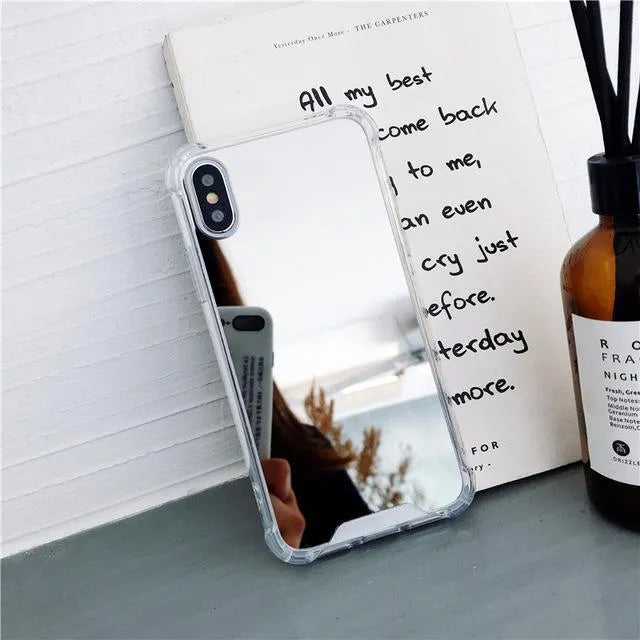 Mirror finish iPhone case in multiple colours showing reflective surface and TPU flexible material
