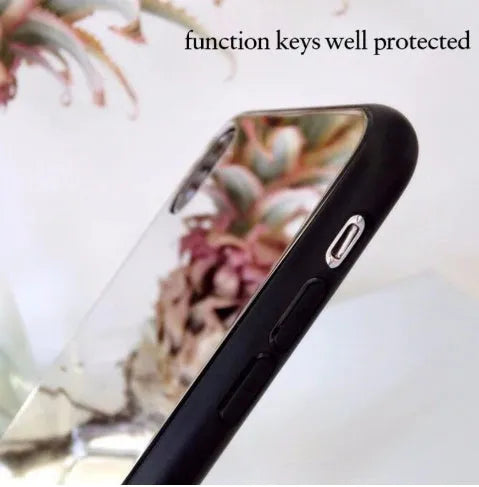 Black iPhone back cover case with a built-in mirror on the rear, compatible with multiple iPhone models.