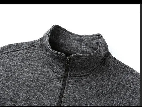 Men's casual jacket with stand-up collar in blended fabric with zipper front closure