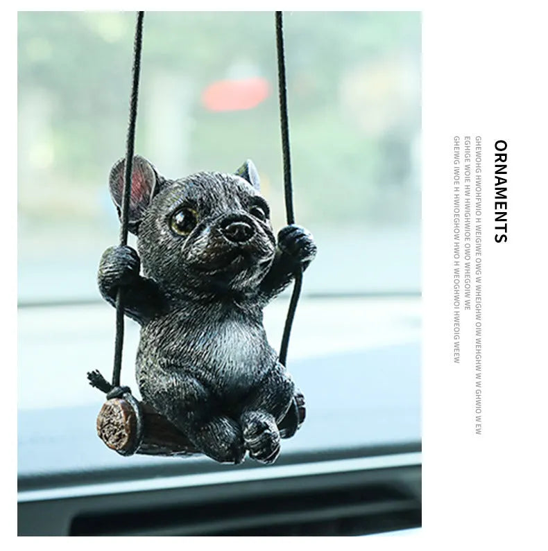 Resin bulldog car hanging ornament for rearview mirror in multiple colour options