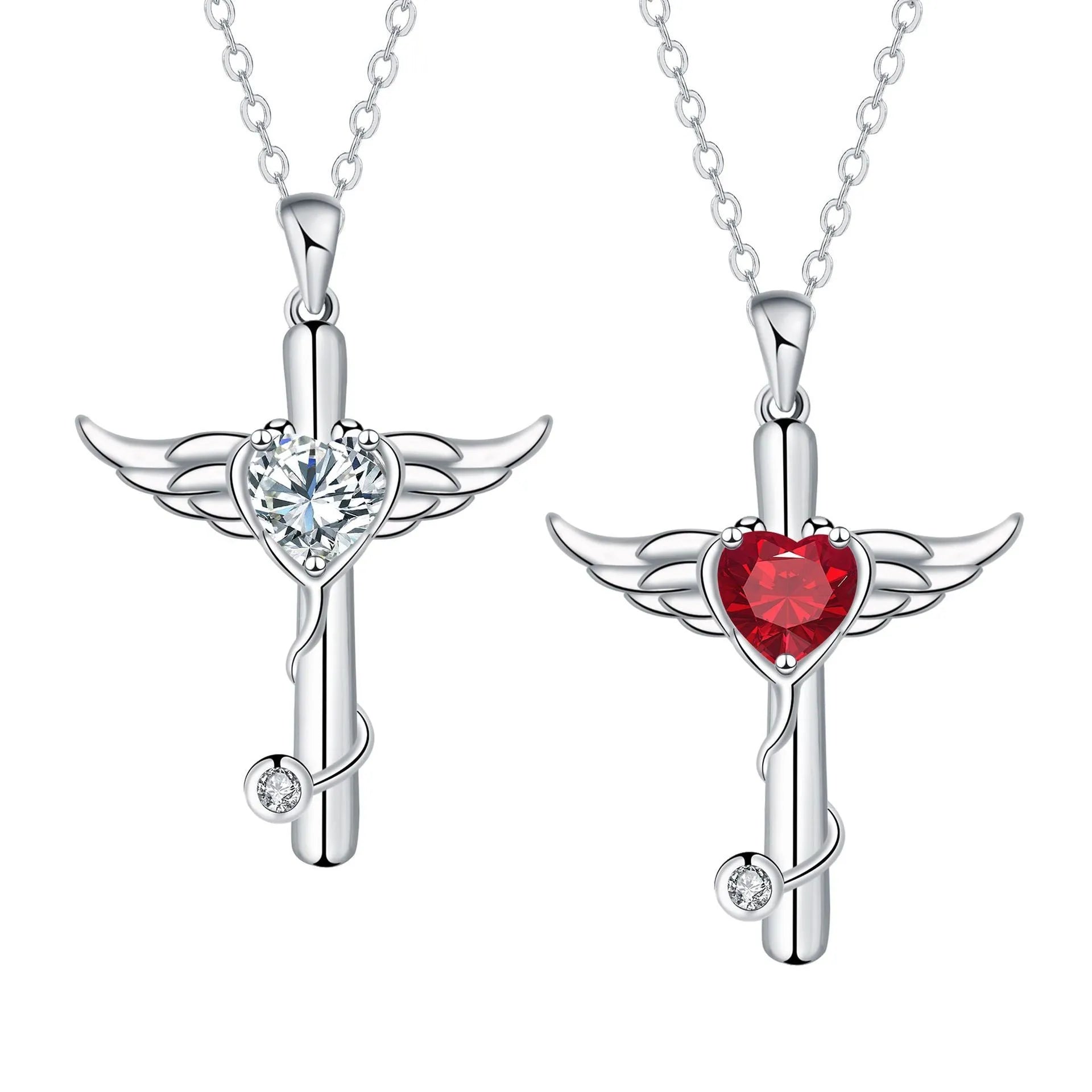 Women's cross stethoscope necklace with wings design in copper with electroplated finish