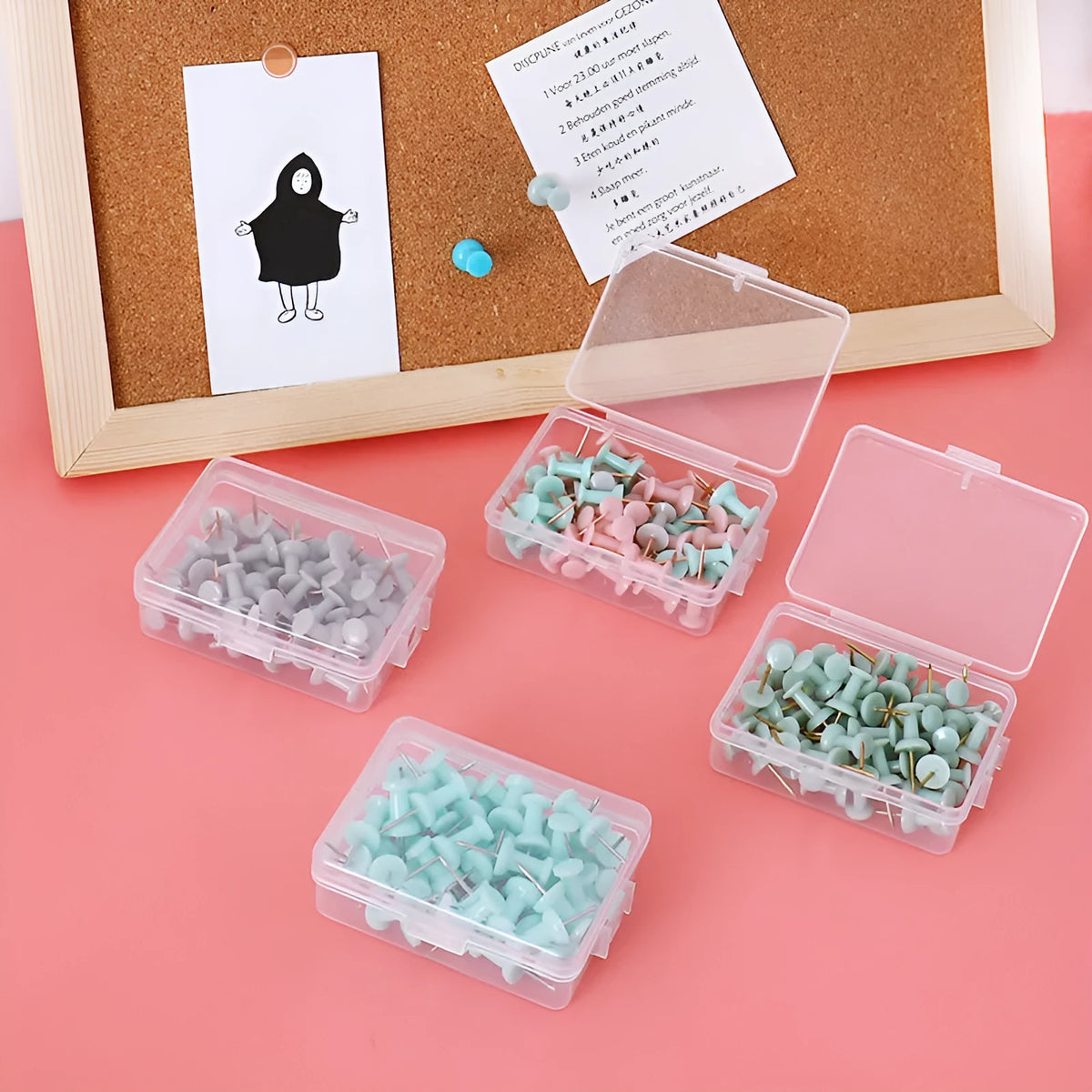 Creative Morandi colour push pins in 50-piece bulk pack for cork boards and noticeboards