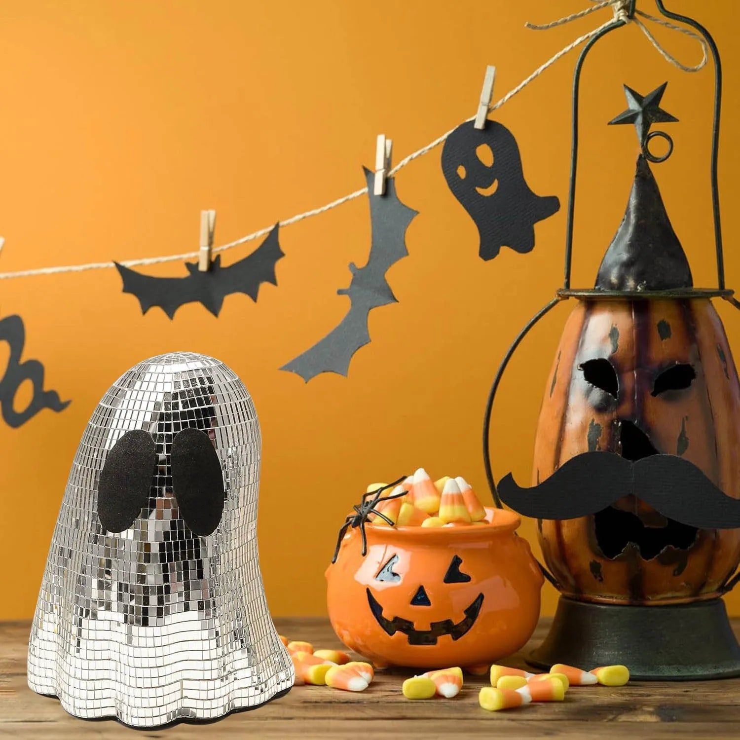 Silver Halloween ghost mosaic mirror patch desktop decoration with two size options