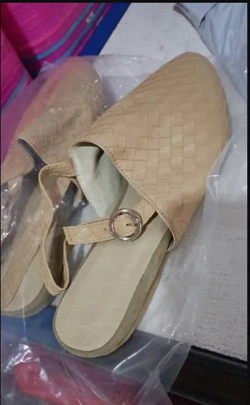 Pointed toe flat sandals with buckle closure in multiple colour options