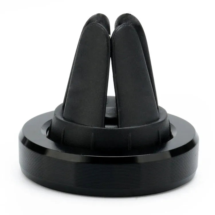 Magnetic car phone holder mounted on vehicle air vent in silver colour