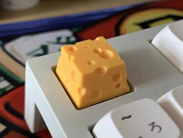 Yellow resin cheese mechanical keyboard keycap with three-dimensional design