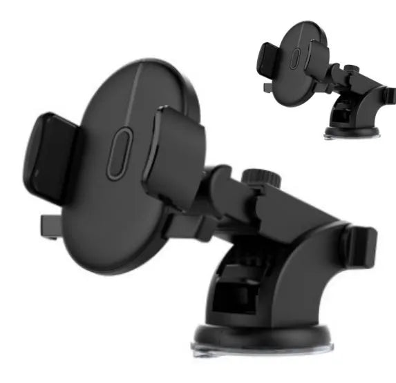 Yellow and black telescopic car dashboard phone holder with suction cup mount extended