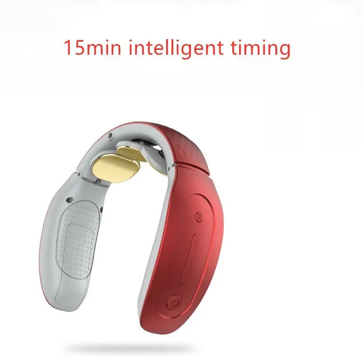 Red and white intelligent cervical massager with battery and multiple massage modes for neck and body relief