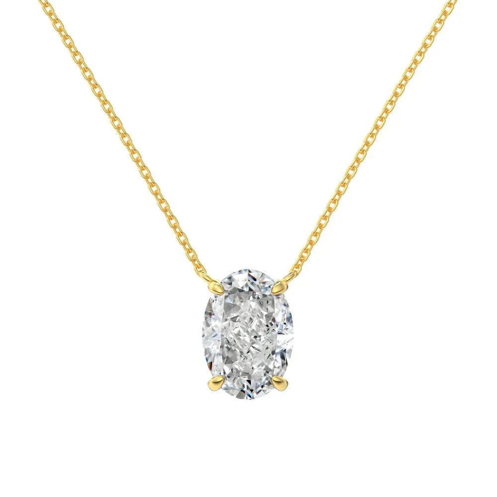 Sterling silver necklace with geometric oval ice flower pendant in gold or platinum plating