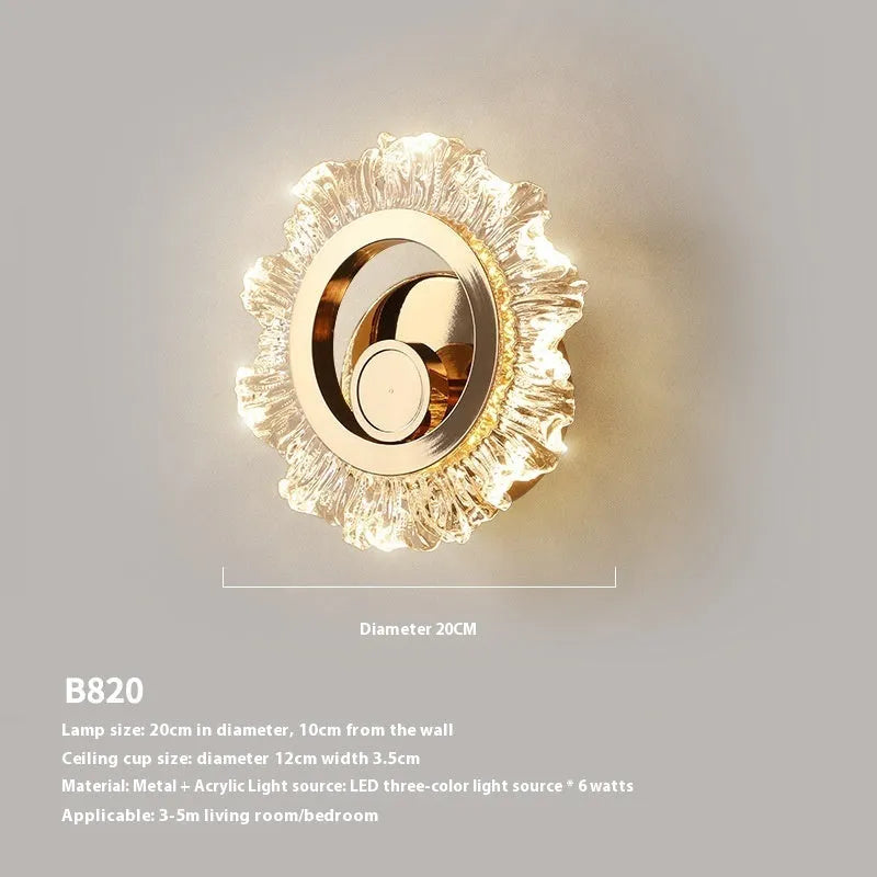 Minimalist modern bedroom wall lamp with an acrylic shade, shown as wall lamp type B