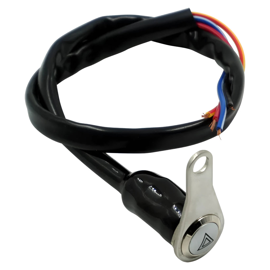 Black stainless steel motorcycle double flash switch with LED light ring indicator