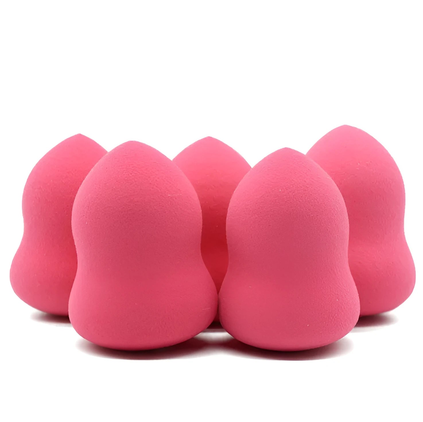 Pink hydrophilic non-latex makeup foundation sponge measuring 4x4x5.6 cm