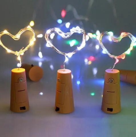 Flexible copper wire LED string light with bottle stopper for wine bottle decorations