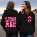 Breast Cancer Awareness hoodie with retro pattern hot stamping and side seam pocket in pink colour
