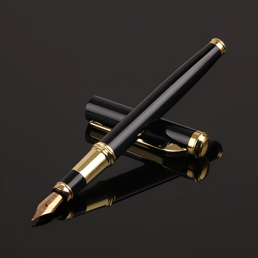 Metal fountain pen with 0.5mm nib in black or red colour for business writing and corporate gifts