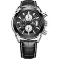 Men's analogue chronograph watch with three dials, six hands, luminous display and waterproof casing