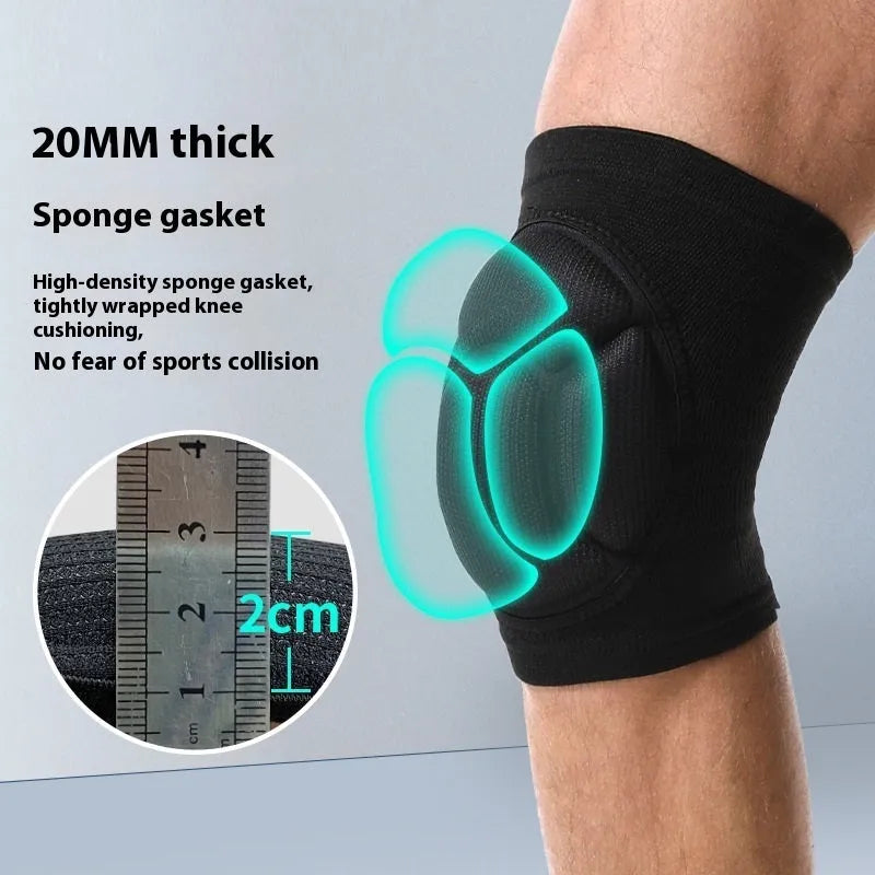 Black and blue thick sponge dance kneepad pair for volleyball hiking and sports protection