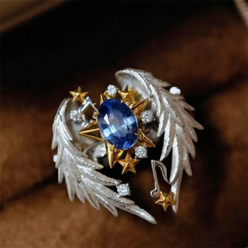 Angel Wings geometric open mouth adjustable alloy ring in American Code No. 8 colour