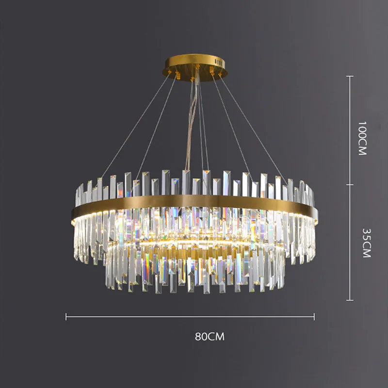 Crystal chandelier ceiling light with fish-shaped multi-head design and adjustable height