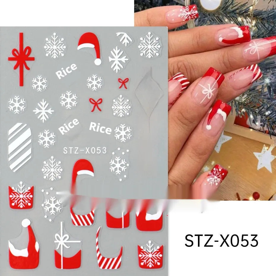 Cartoon nail art stickers with black and silver strip love pattern design