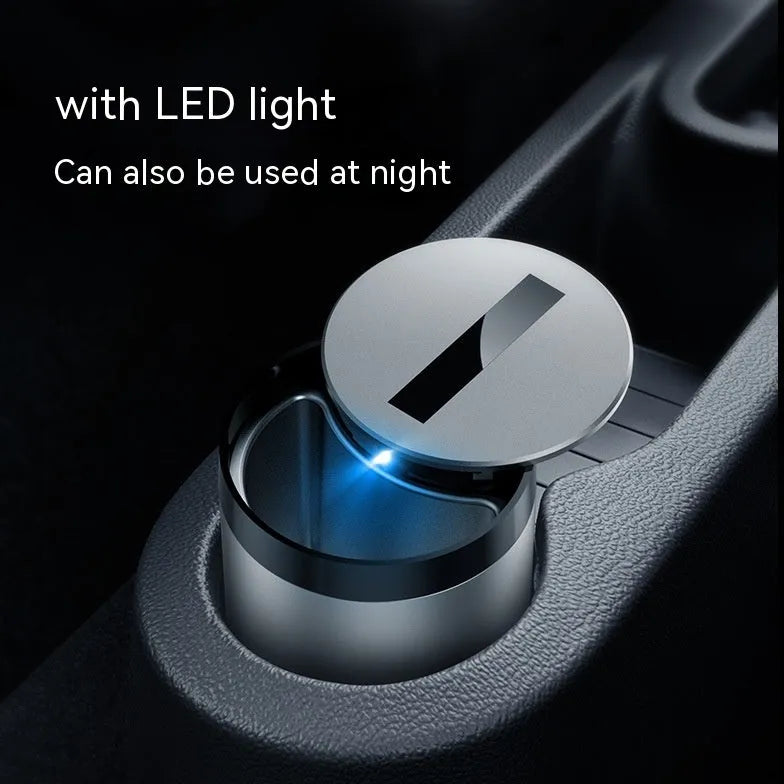 Silver aluminium intelligent induction ashtray with automatic lid for car or home