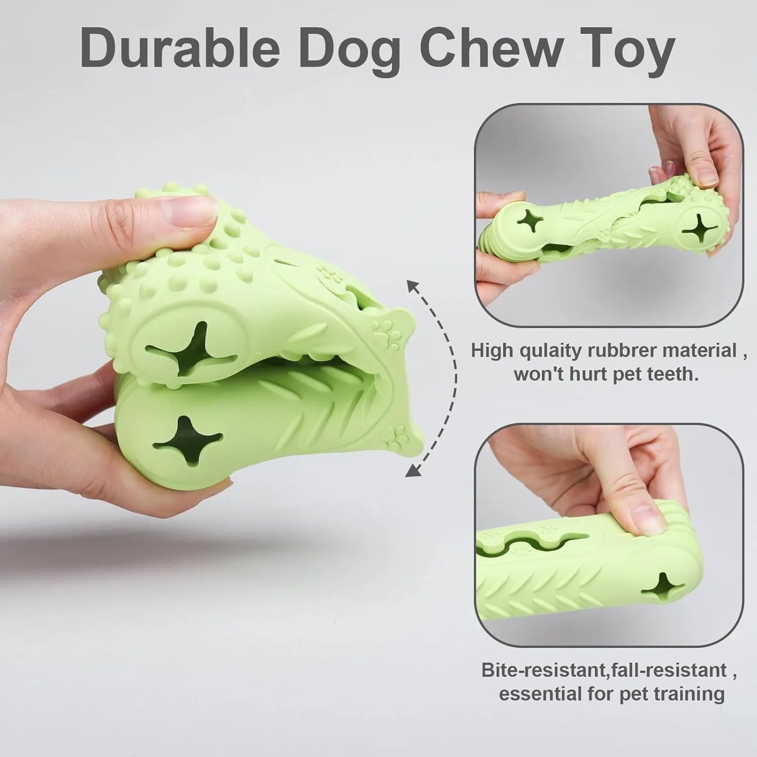 Blue bone-shaped natural rubber dog chew toy with textured surface for teeth cleaning.