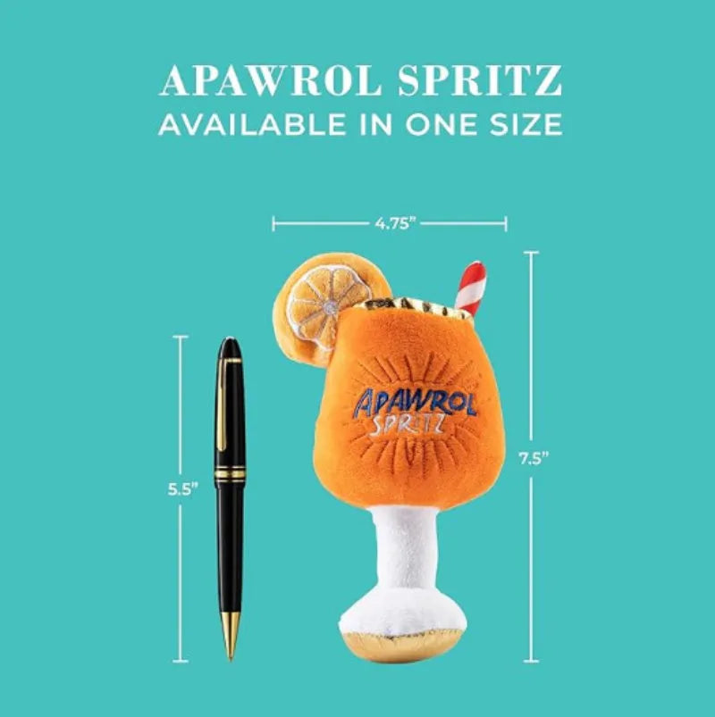 Yellow plush wine glass shaped squeaky dog toy measuring 7cm tall