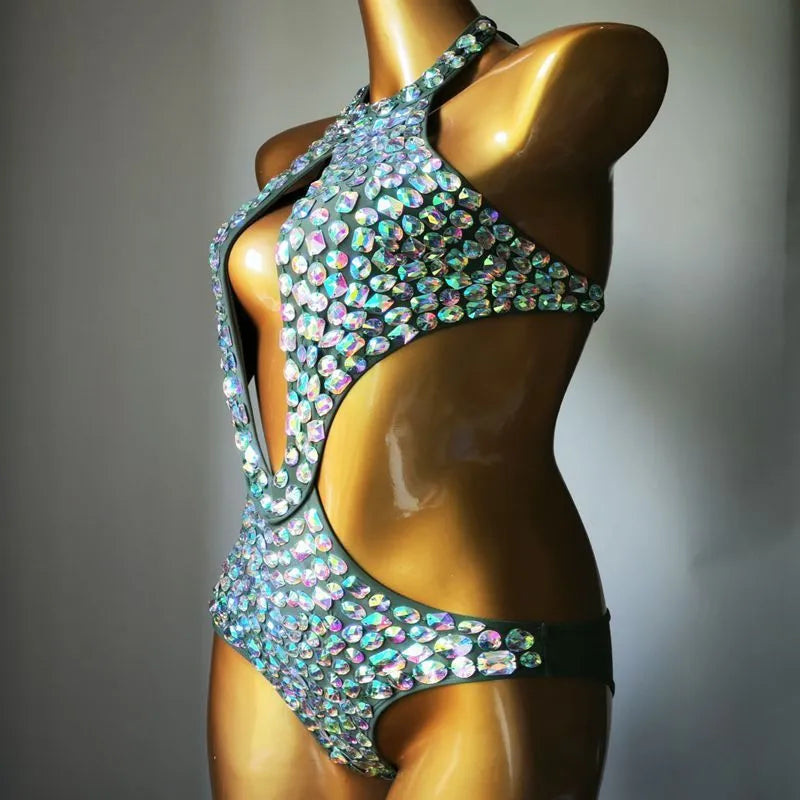 Women's mesh diamond pattern one-piece swimsuit in nylon with polyester lining