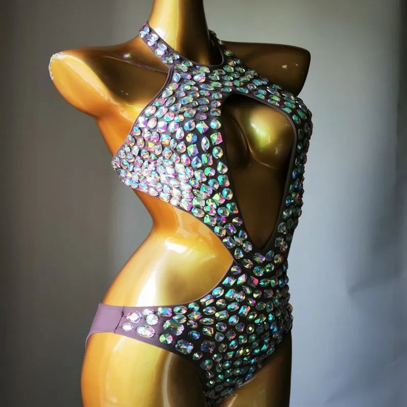 Women's mesh diamond pattern one-piece swimsuit in nylon with polyester lining